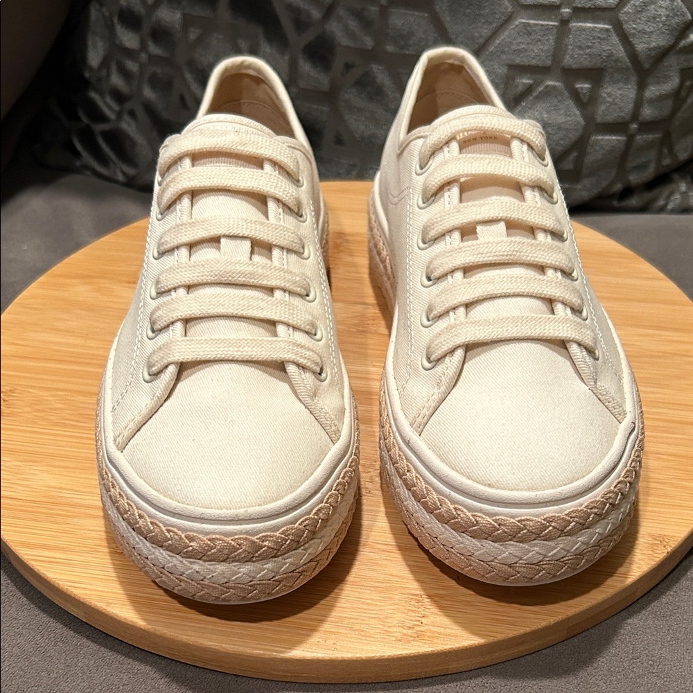 kate spade Cream Canvas Platform Sneakers